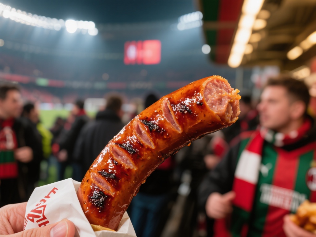 首先，米兰体育烤肠的独特风味是其成为球场美食的首要